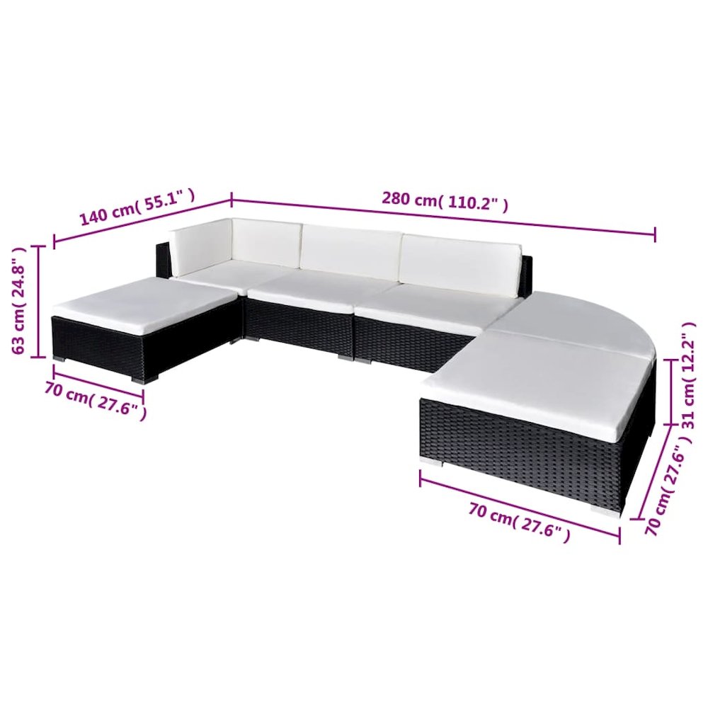 Lounge Set Black PE Rattan Large Modular Lounge Set. Picture 5