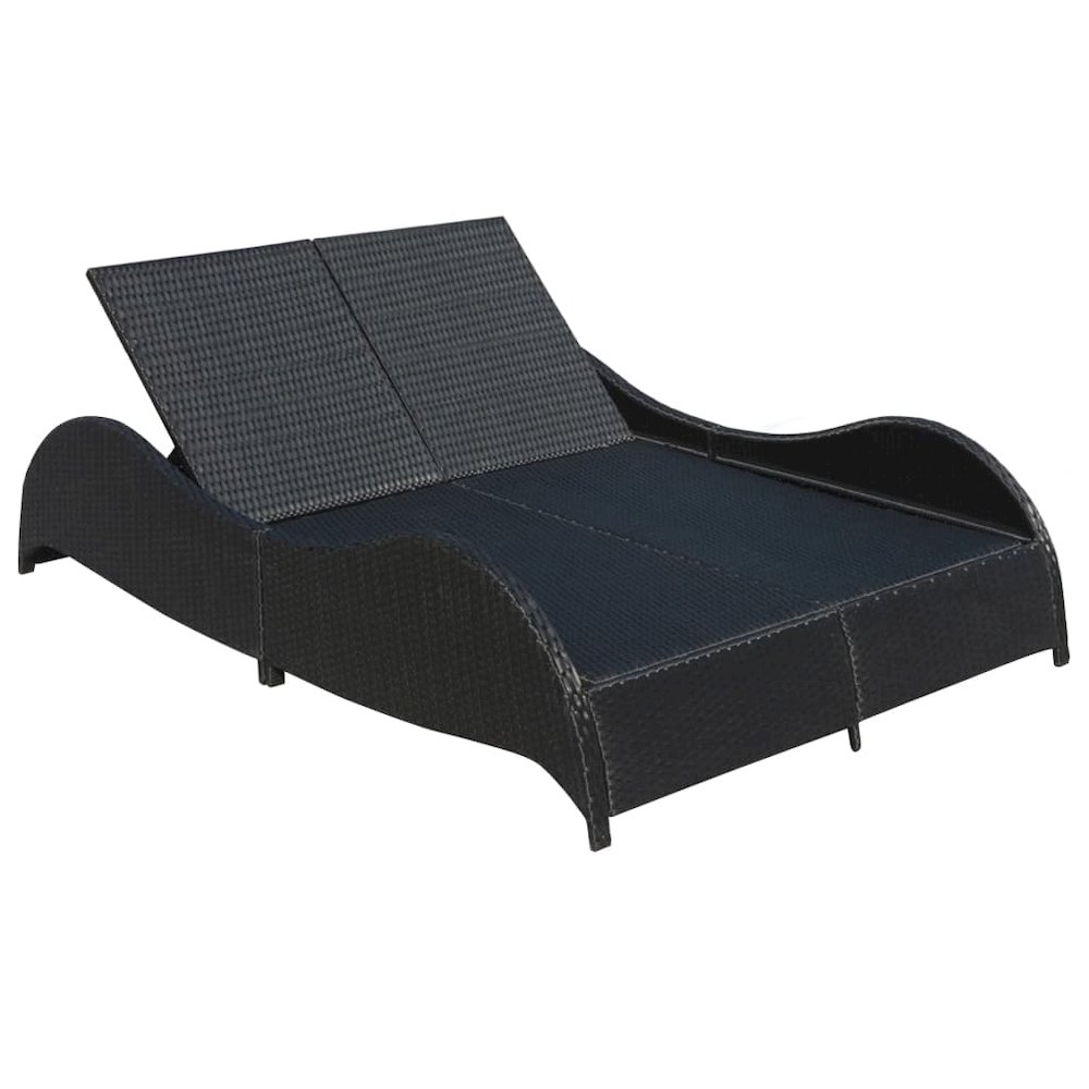 Sun Loungers Black PE rattan Large Adjustable Armrests. Picture 5