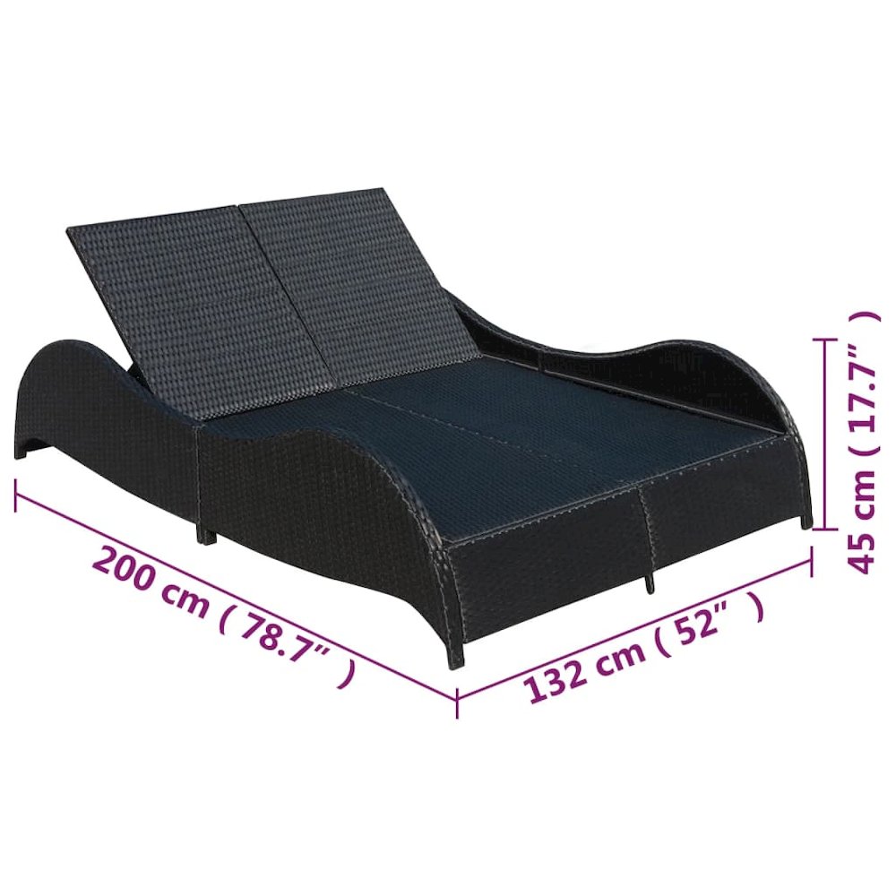 Sun Loungers Black PE rattan Large Adjustable Armrests. Picture 6