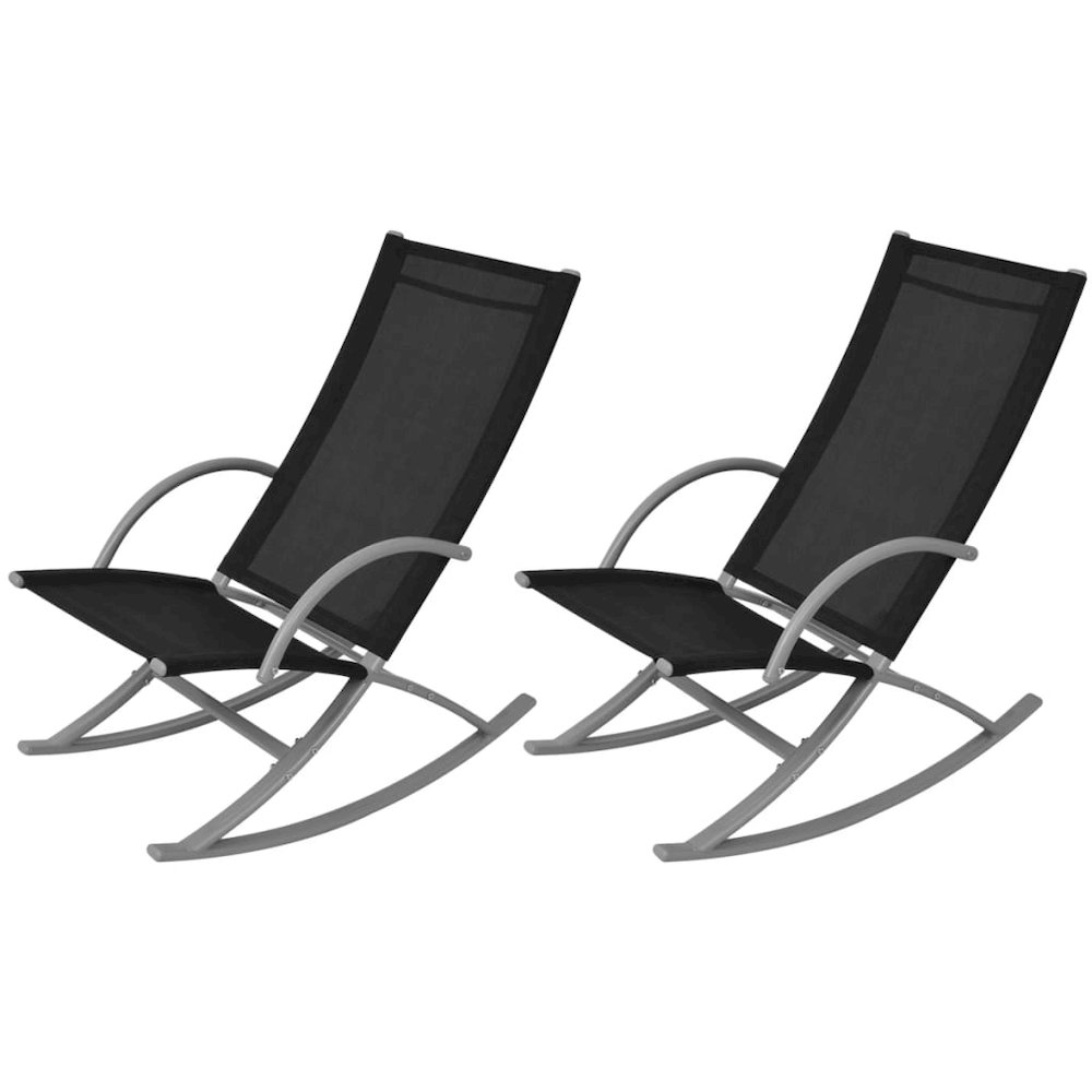 Garden Chair Set of 2 Black Steel frame and textilene fabric. Picture 1