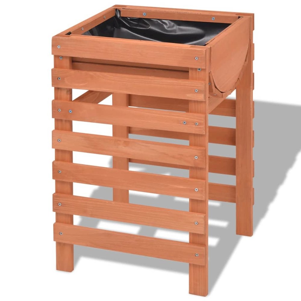 Planter Beige Solid Chinese Fir Wood Medium Planters Planter. Picture 2