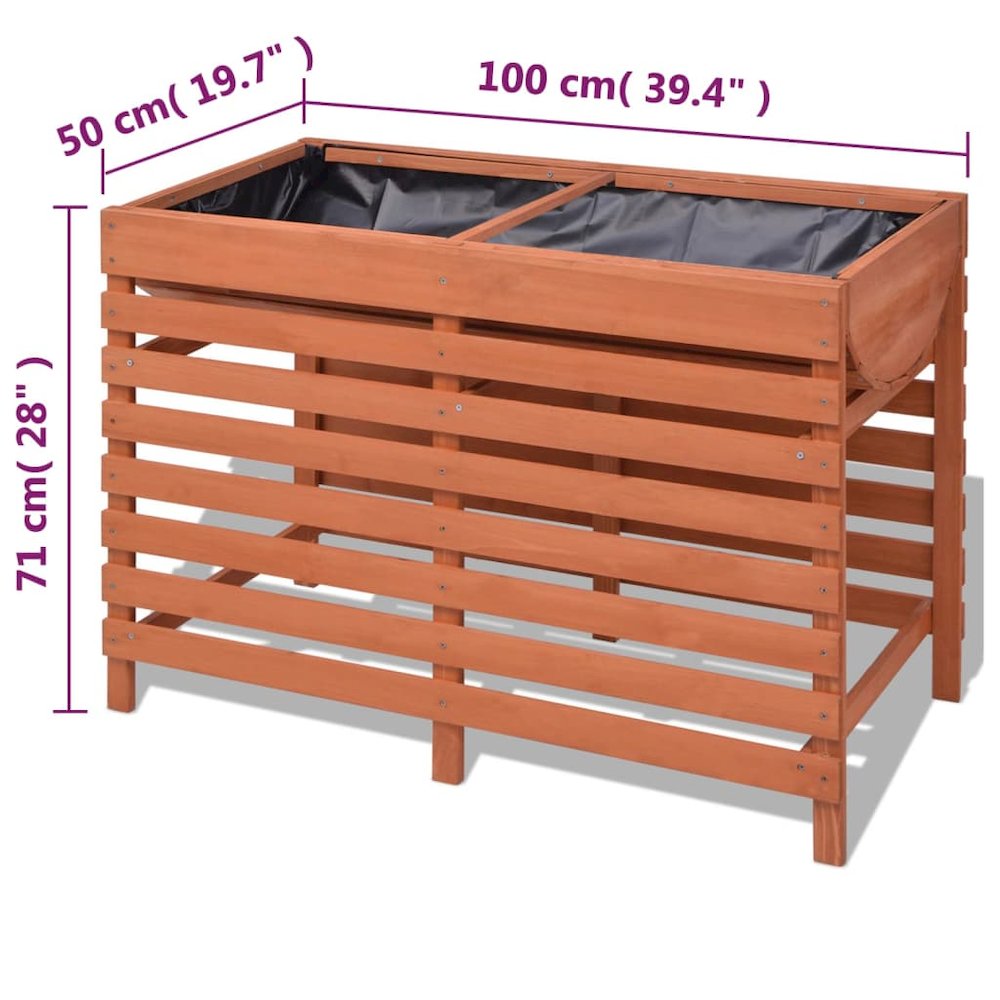 Planter Brown Solid Chinese fir wood Medium Planter Rectangular. Picture 5