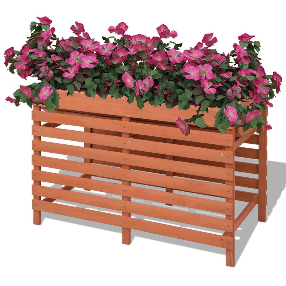 Planter Brown Solid Chinese fir wood Medium Planter Rectangular. Picture 1