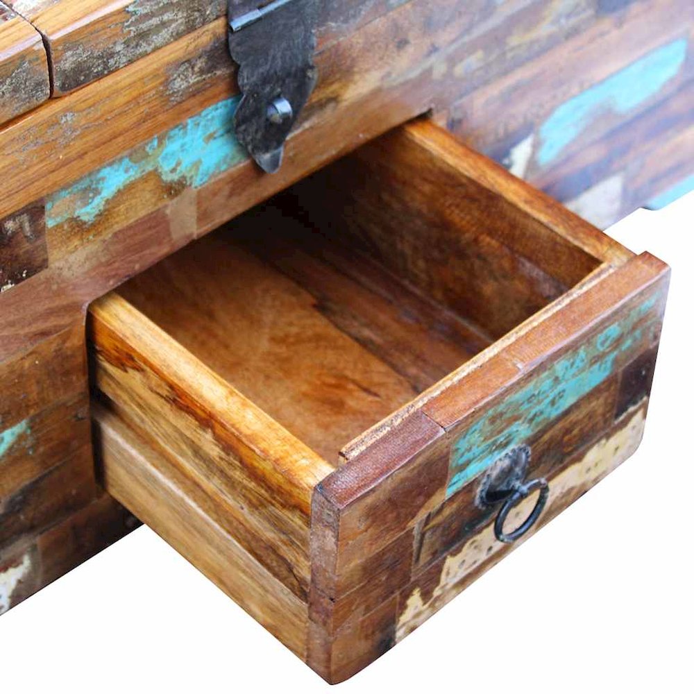 Coffee Table Multicolor Reclaimed Wood Medium Storage. Picture 11