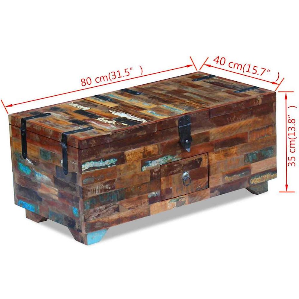 Coffee Table Multicolor Reclaimed Wood Medium Storage. Picture 12