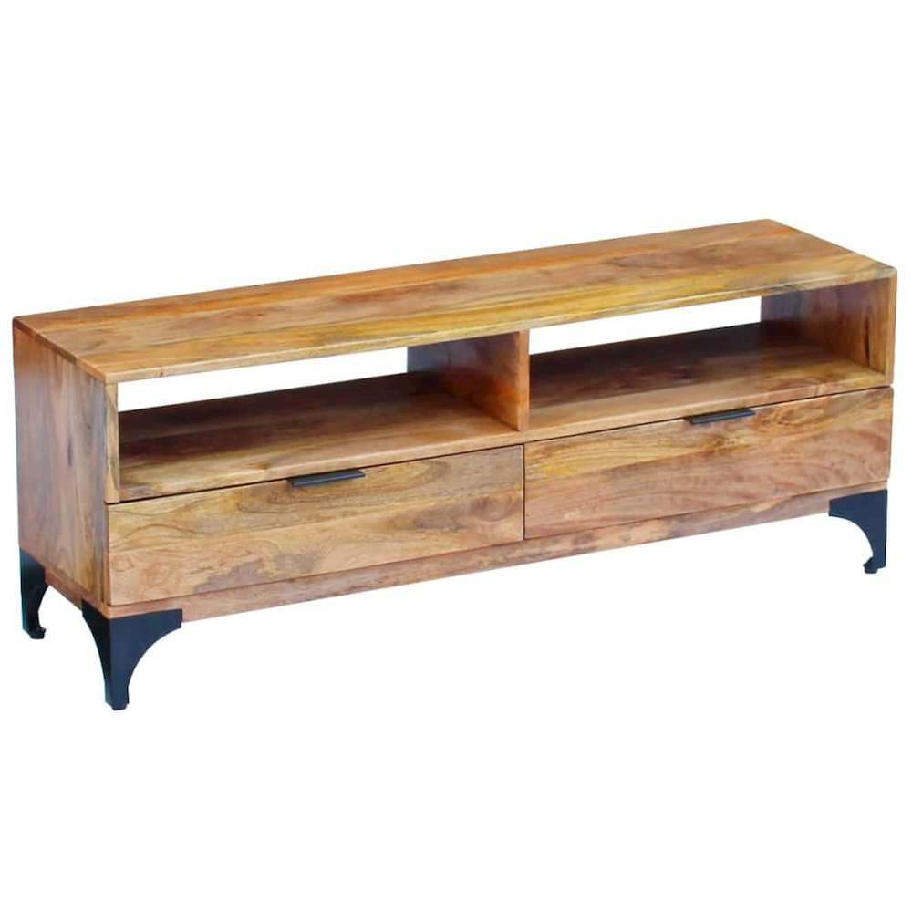 TV Stand Natural Mango Mango wood and steel 47.2 in TV Stand. Picture 1