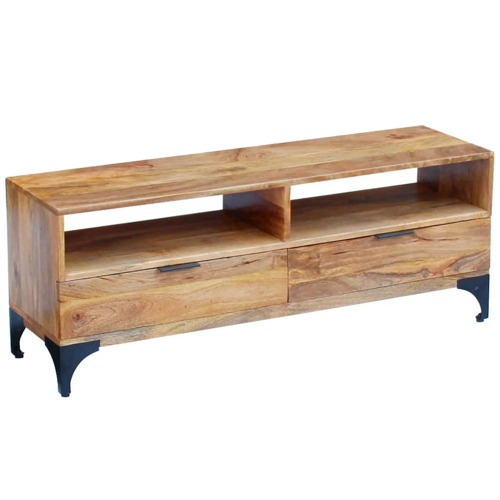 TV Stand Natural Mango Mango wood and steel 47.2 in TV Stand. Picture 7