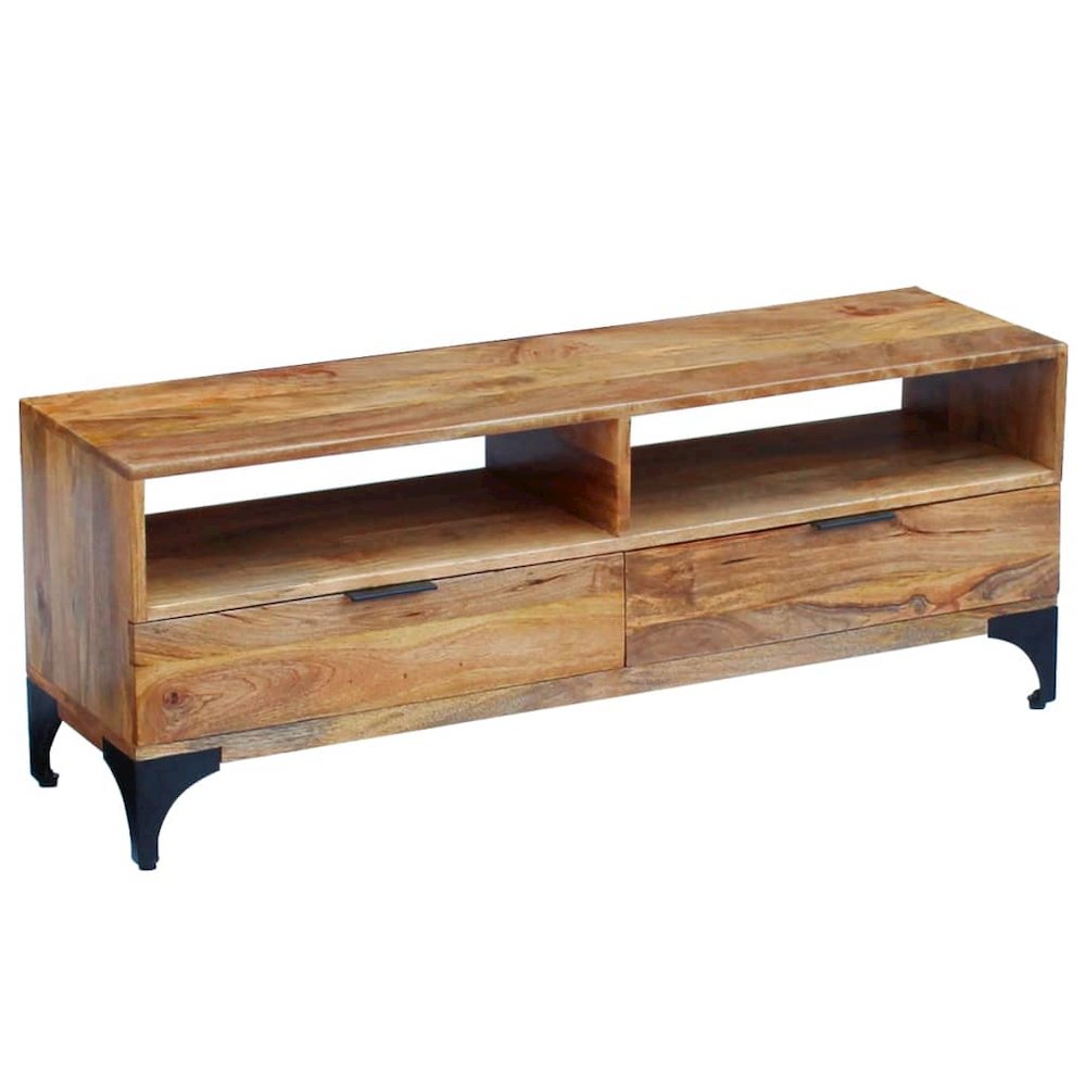 TV Stand Natural Mango Mango wood and steel 47.2 in TV Stand. Picture 8