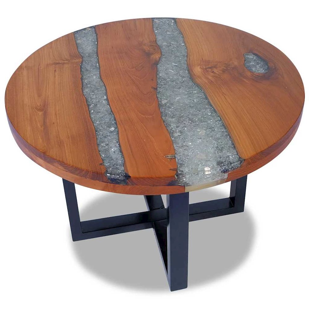 Coffee Table Multicolor Solid Teak Wood, Mango Wood, Resin Medium. Picture 1