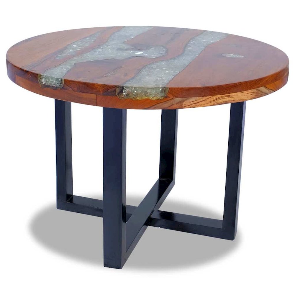 Coffee Table Multicolor Solid Teak Wood, Mango Wood, Resin Medium. Picture 8