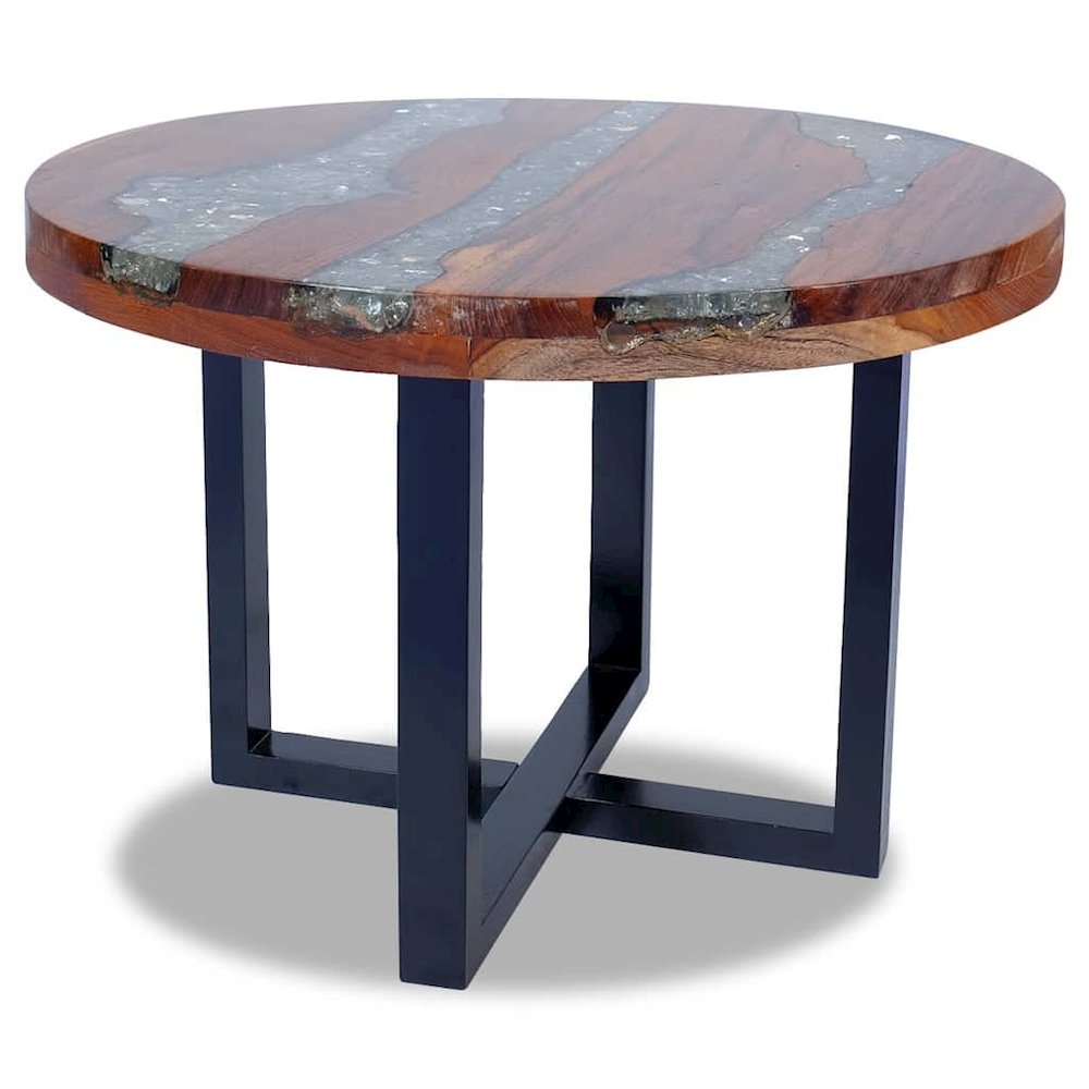 Coffee Table Multicolor Solid Teak Wood, Mango Wood, Resin Medium. Picture 10