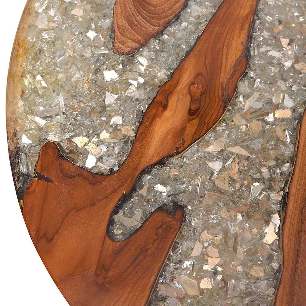 Coffee Table Multicolor Solid Teak Wood, Mango Wood, Resin Medium. Picture 12
