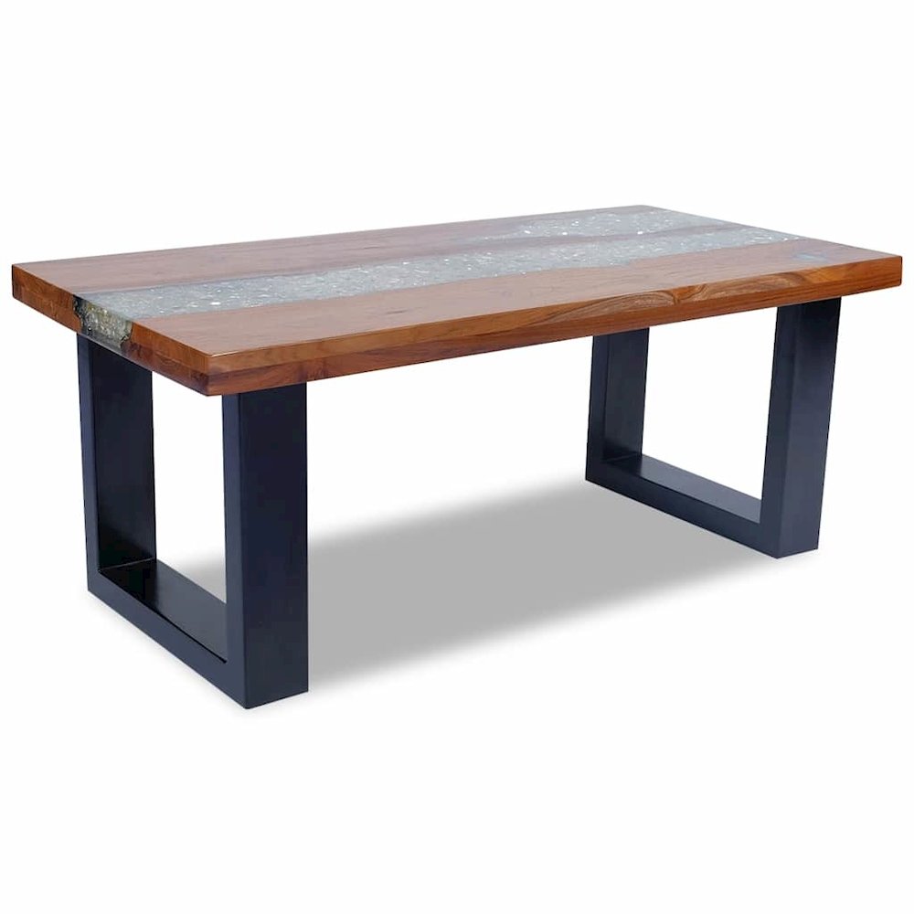 Coffee Table Multicolour Solid teak and mango wood with clear resin. Picture 8