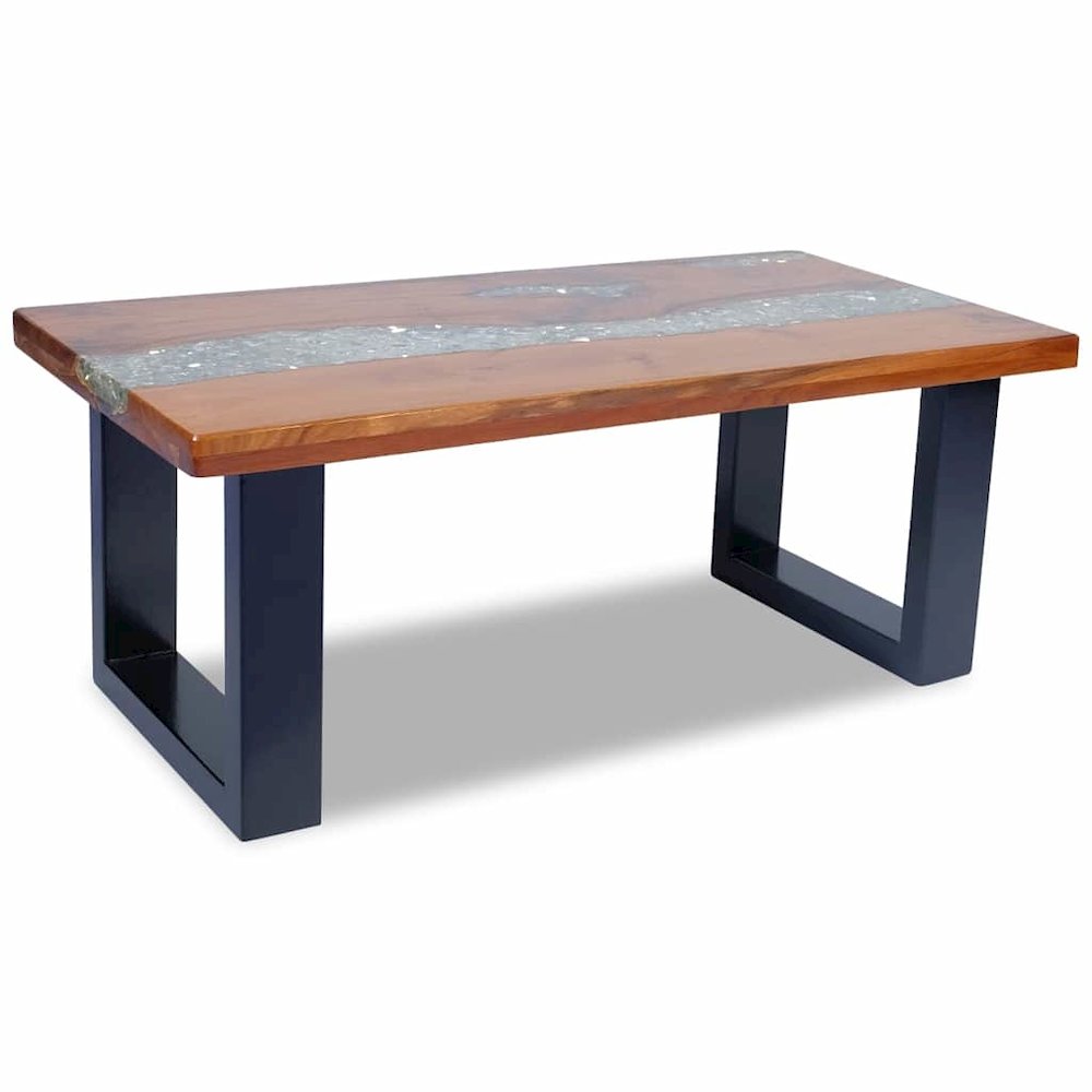 Coffee Table Multicolour Solid teak and mango wood with clear resin. Picture 10