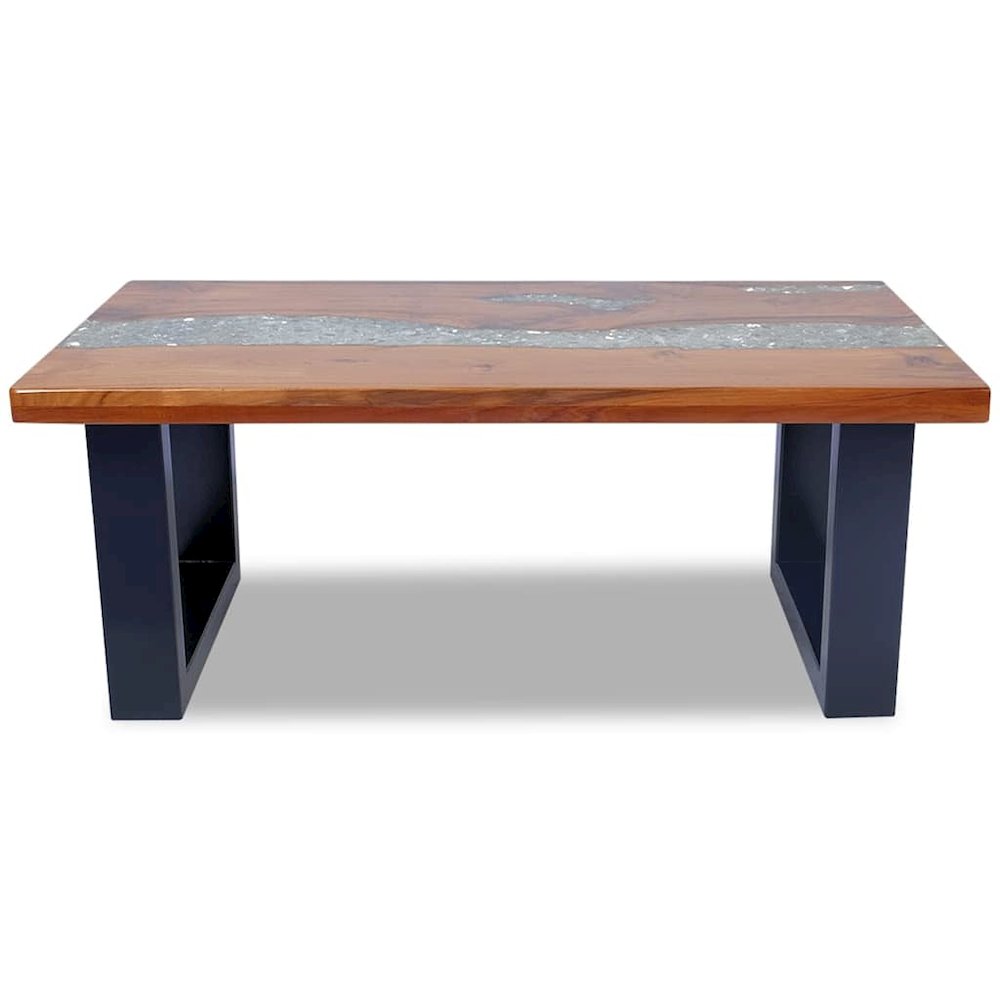 Coffee Table Multicolour Solid teak and mango wood with clear resin. Picture 11