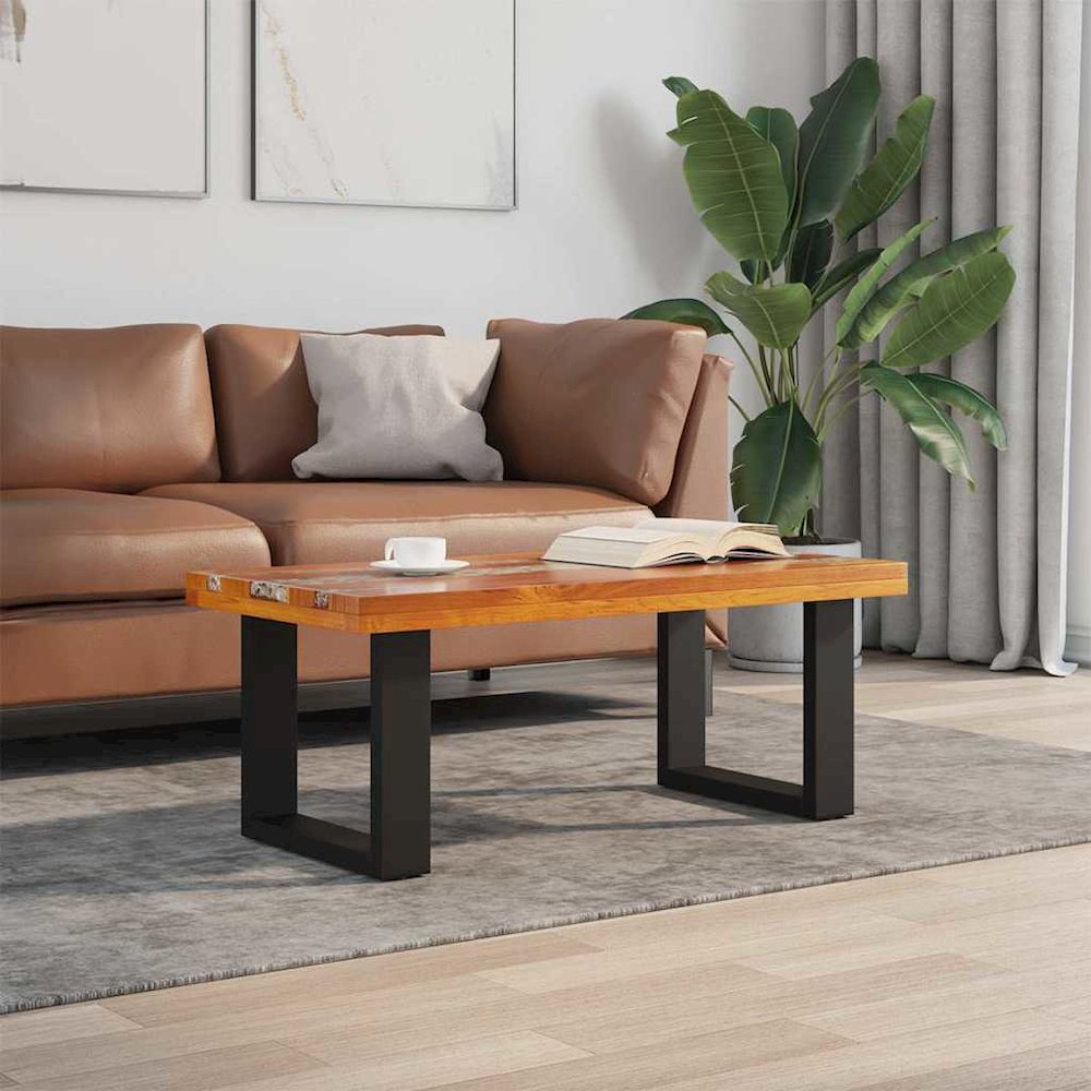 Coffee Table Multicolour Solid teak and mango wood with clear resin. Picture 2