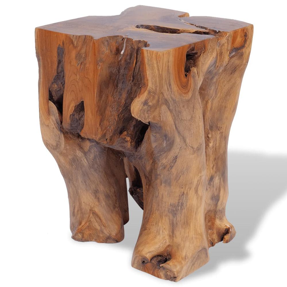 Stool Brown Solid teak wood Medium-sized Statement Piece Stool. Picture 3