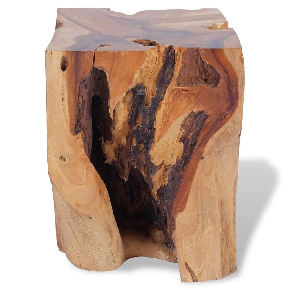 Stool Brown Solid teak wood Medium-sized Statement Piece Stool. Picture 7
