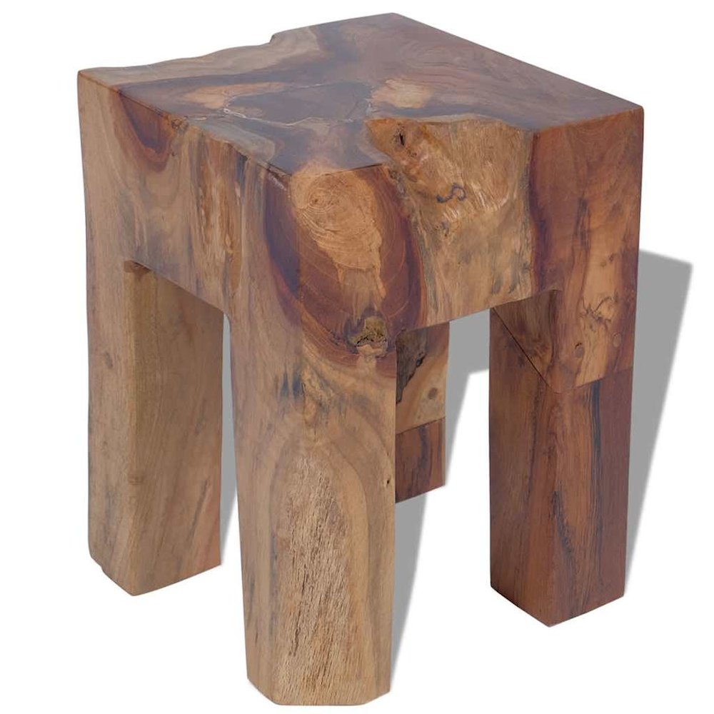 Stool Brown Solid teak wood Classic/Traditional Stool Square. Picture 1