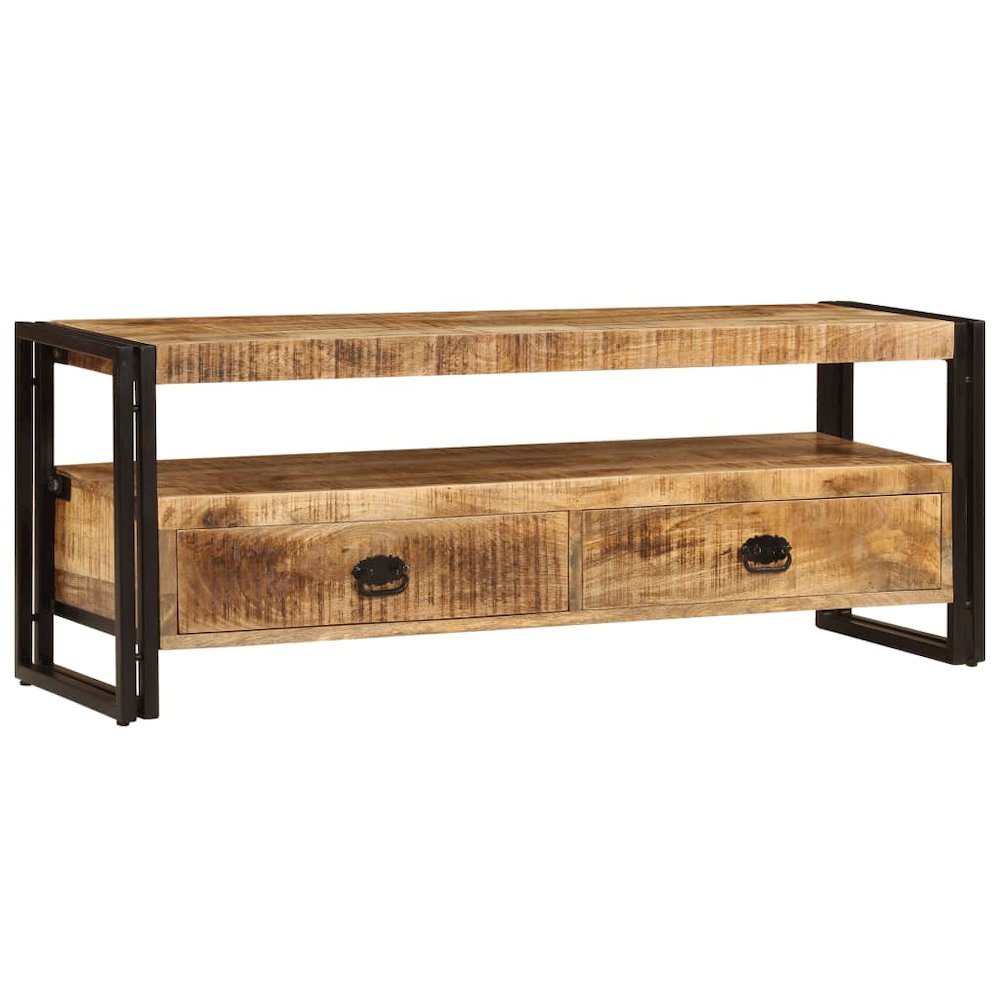 TV Cabinet Brown Solid Mango Wood Medium TV Cabinet Rectangular. Picture 1