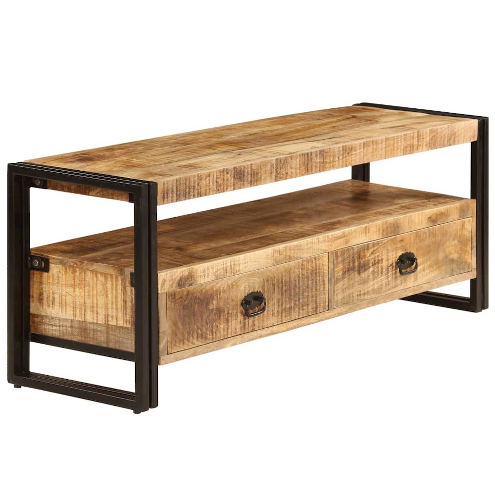 TV Cabinet Brown Solid Mango Wood Medium TV Cabinet Rectangular. Picture 2