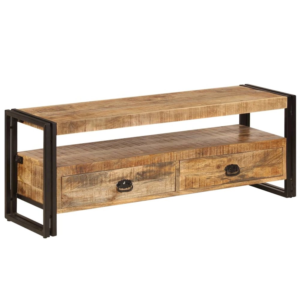 TV Cabinet Brown Solid Mango Wood Medium TV Cabinet Rectangular. Picture 11