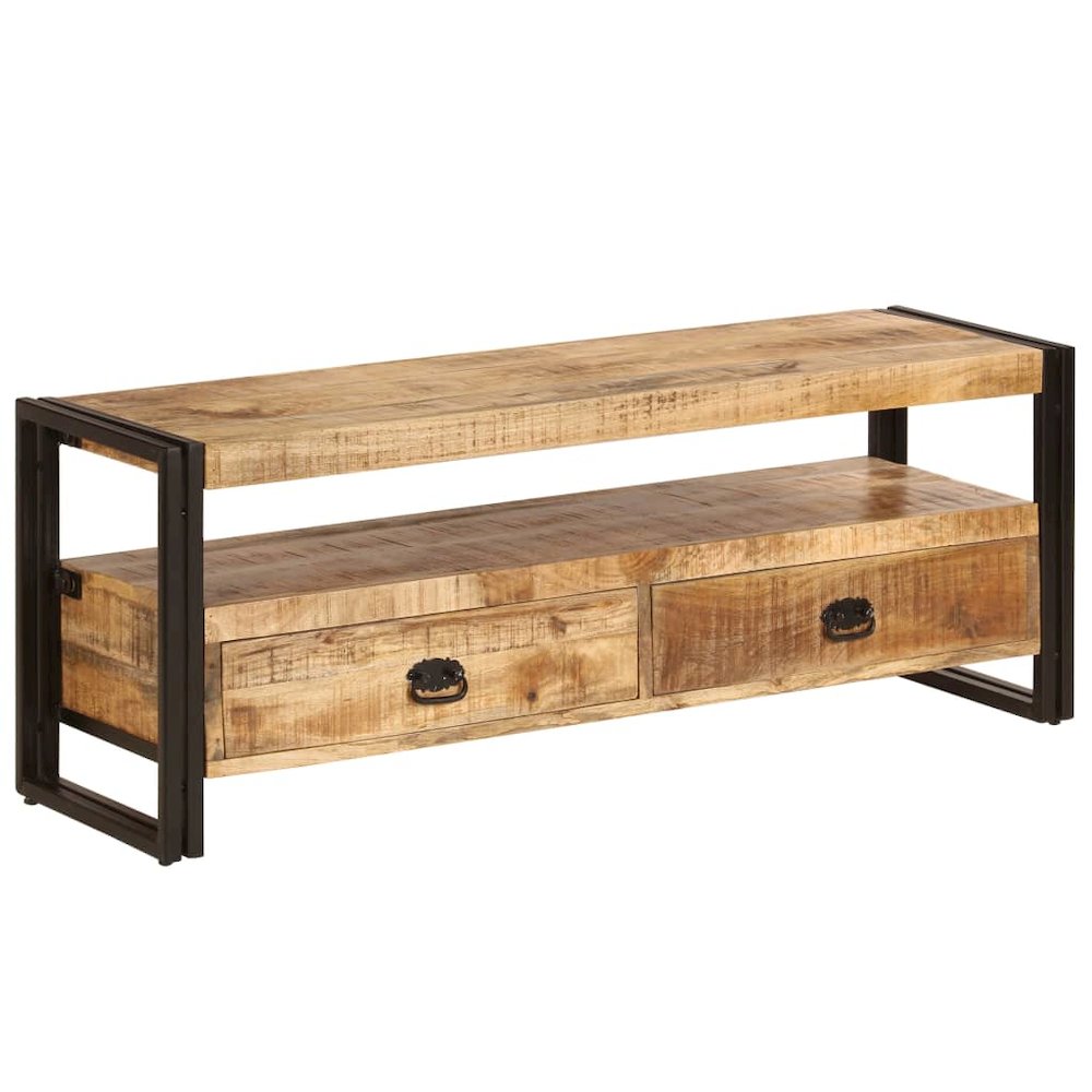 TV Cabinet Brown Solid Mango Wood Medium TV Cabinet Rectangular. Picture 12