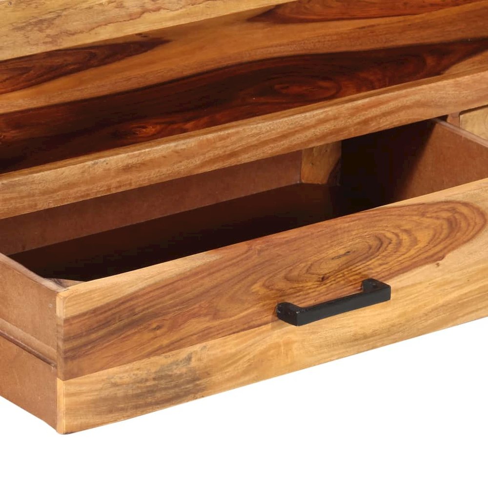 TV Cabinet Brown, Black Solid Sheesham Wood, Powder-Coated Steel. Picture 11