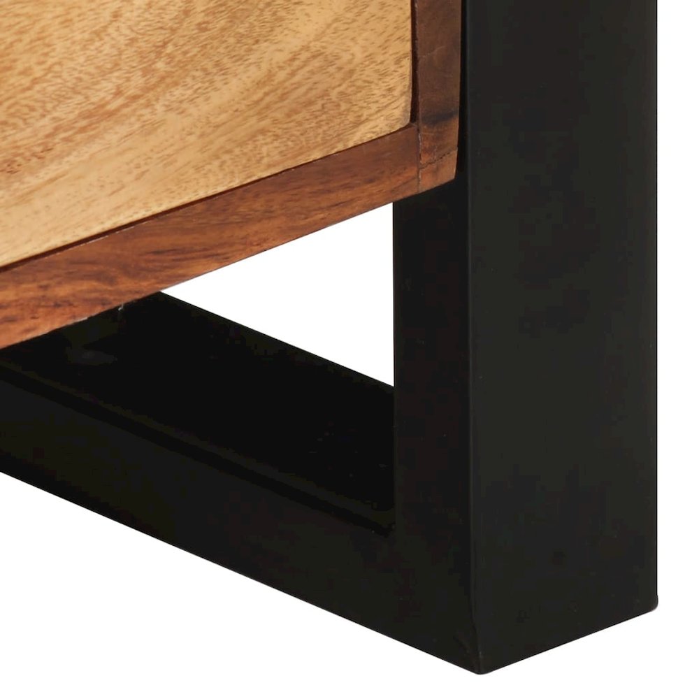 TV Cabinet Brown, Black Solid Sheesham Wood, Powder-Coated Steel. Picture 10