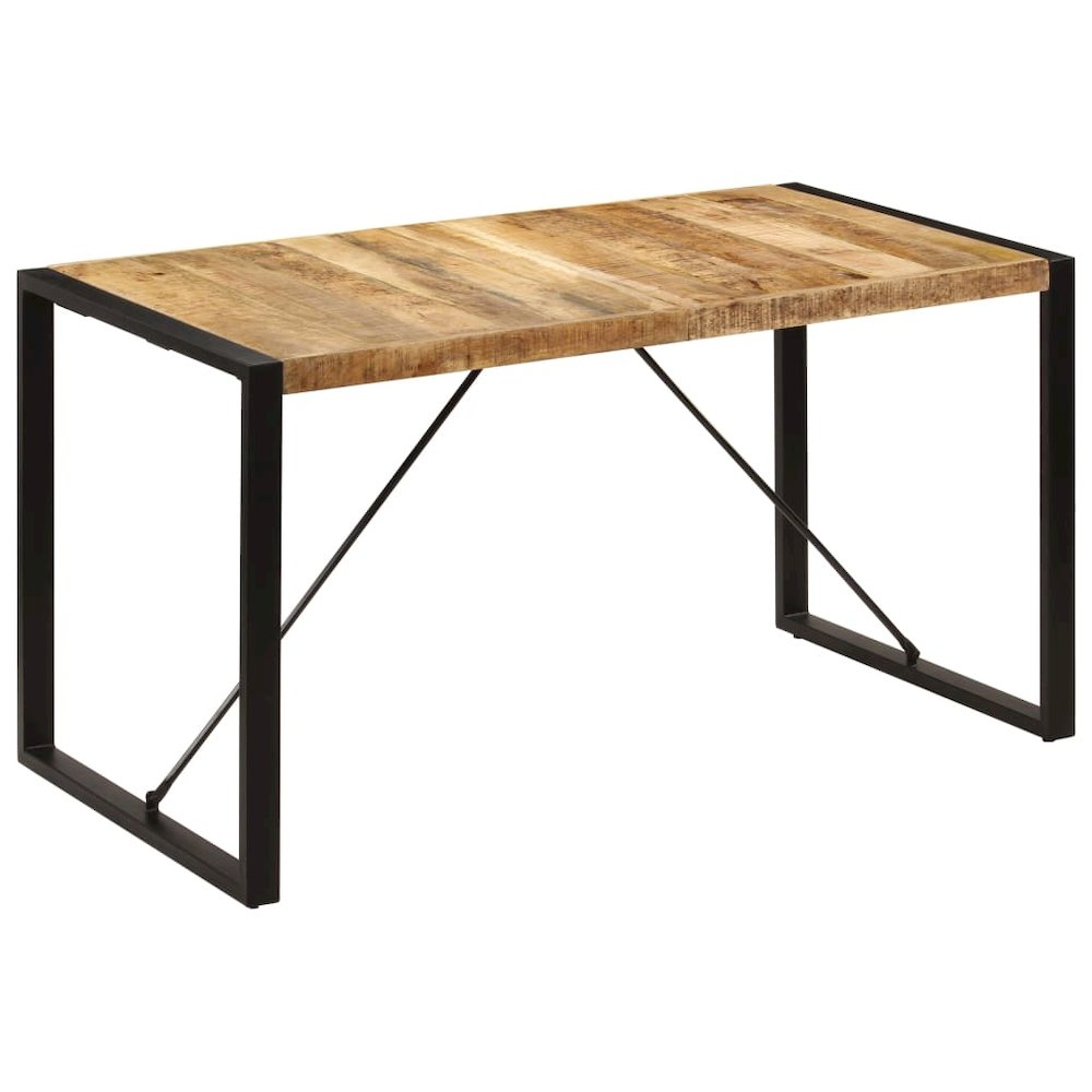 Dining Table Brown and black Solid mango wood, powder-coated steel. Picture 1