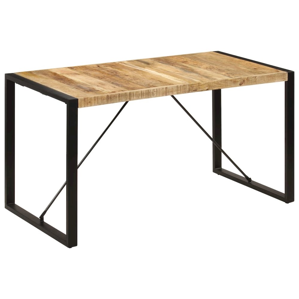 Dining Table Brown and black Solid mango wood, powder-coated steel. Picture 11