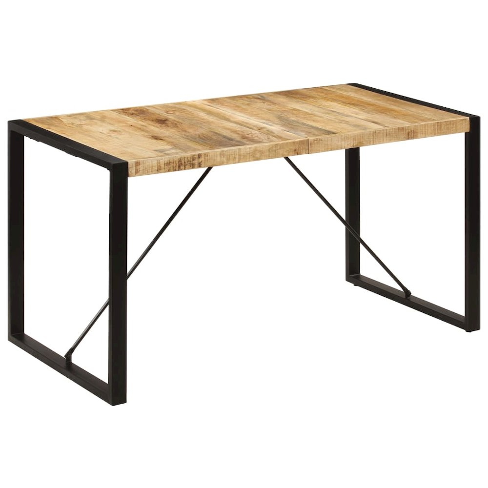 Dining Table Brown and black Solid mango wood, powder-coated steel. Picture 12