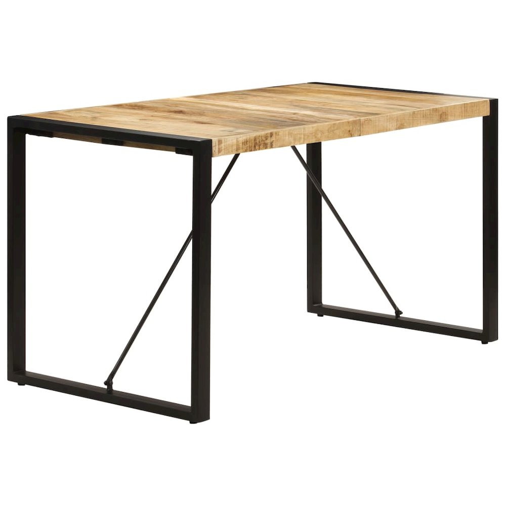 Dining Table Brown and black Solid mango wood, powder-coated steel. Picture 3