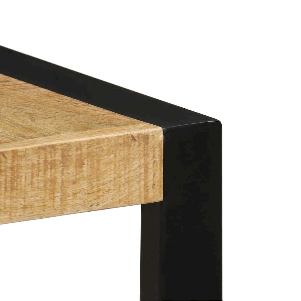 Dining Table Brown and black Solid mango wood, powder-coated steel. Picture 5
