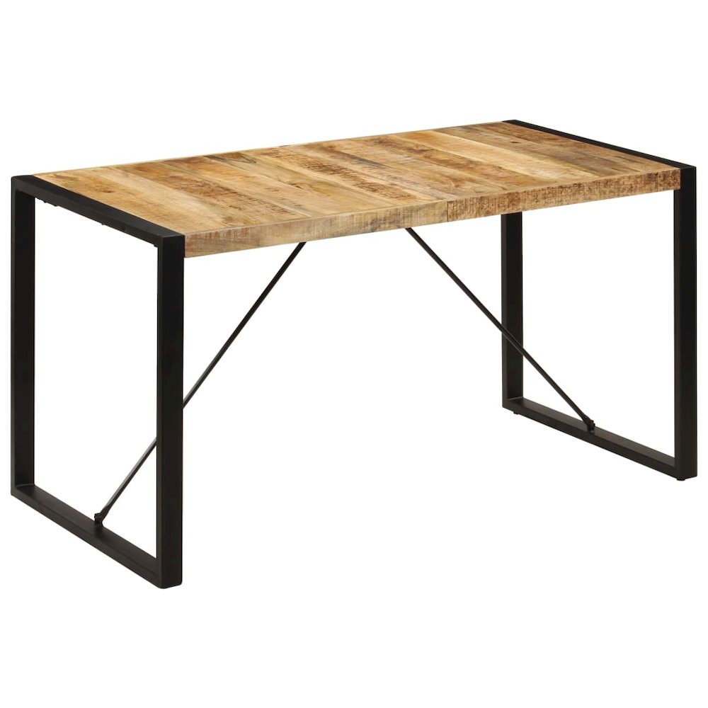 Dining Table Brown and black Solid mango wood, powder-coated steel. Picture 9