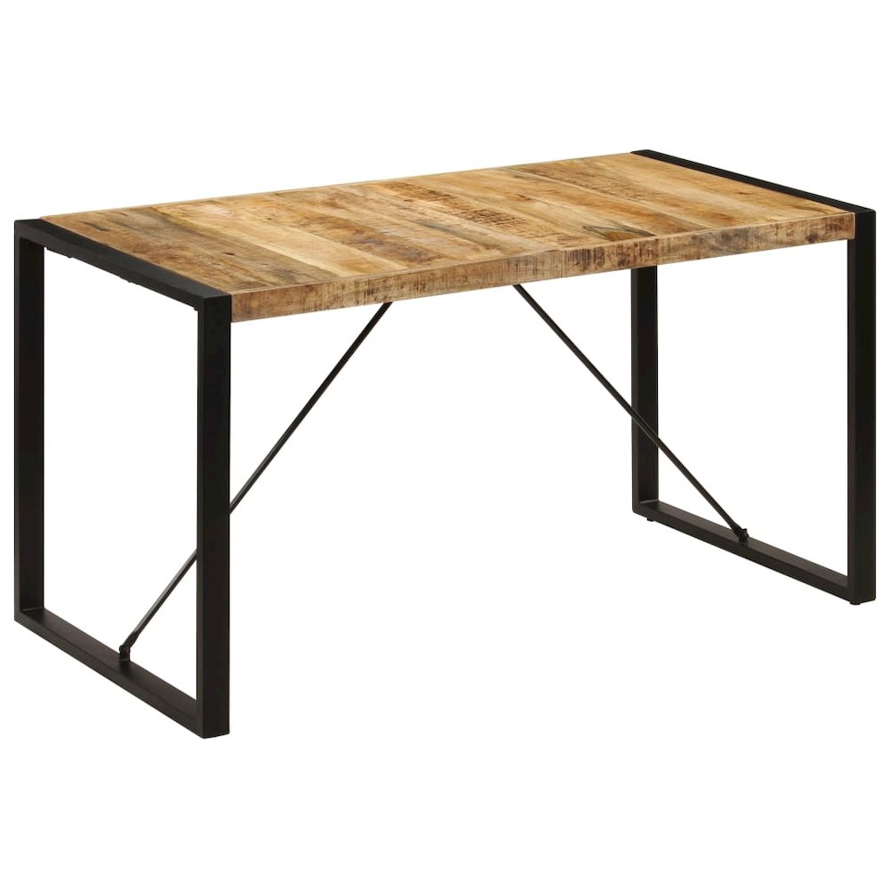 Dining Table Brown and black Solid mango wood, powder-coated steel. Picture 10