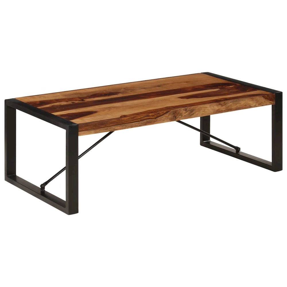 Coffee Table Brown Solid Sheesham wood, Powder-Coated Steel. Picture 1
