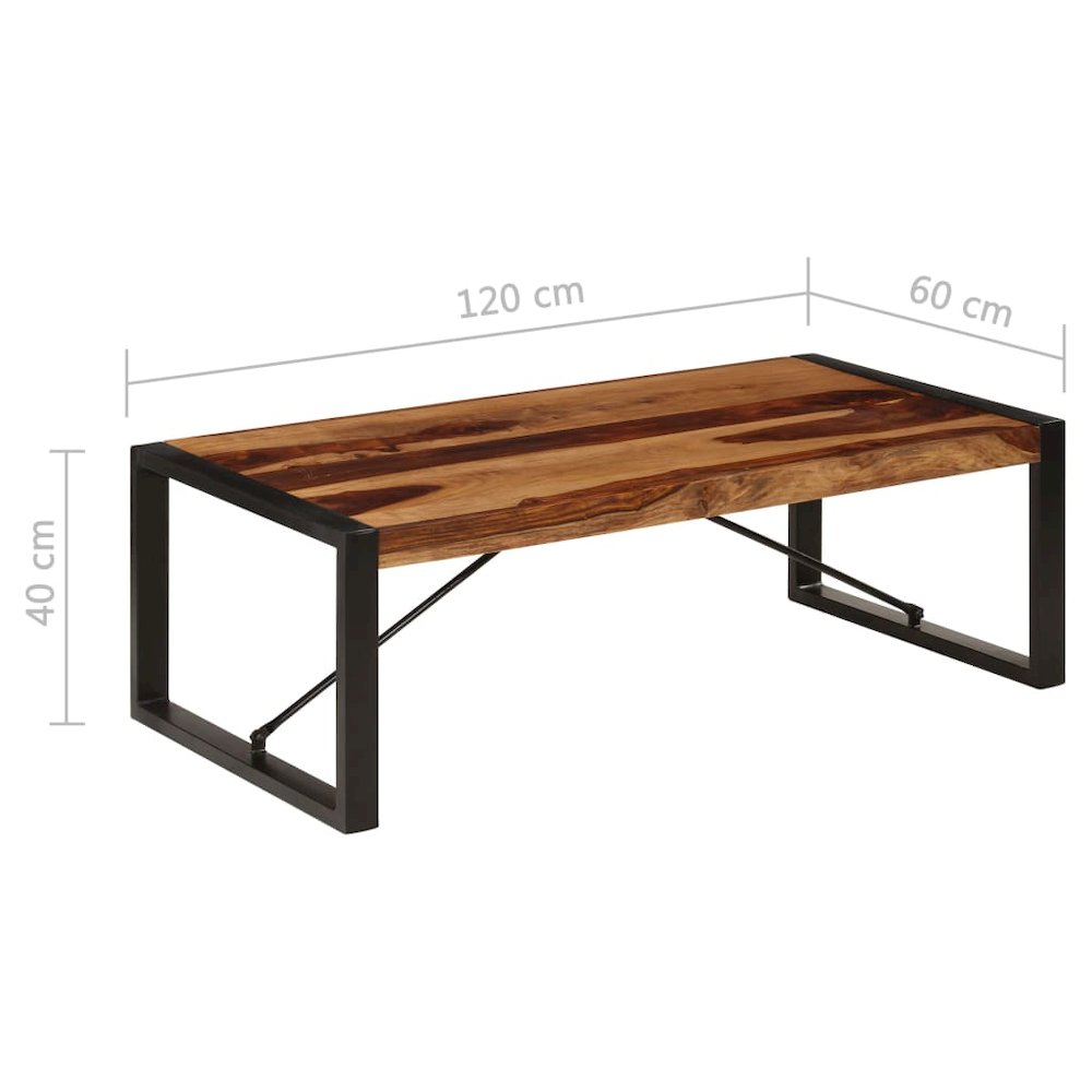 Coffee Table Brown Solid Sheesham wood, Powder-Coated Steel. Picture 6