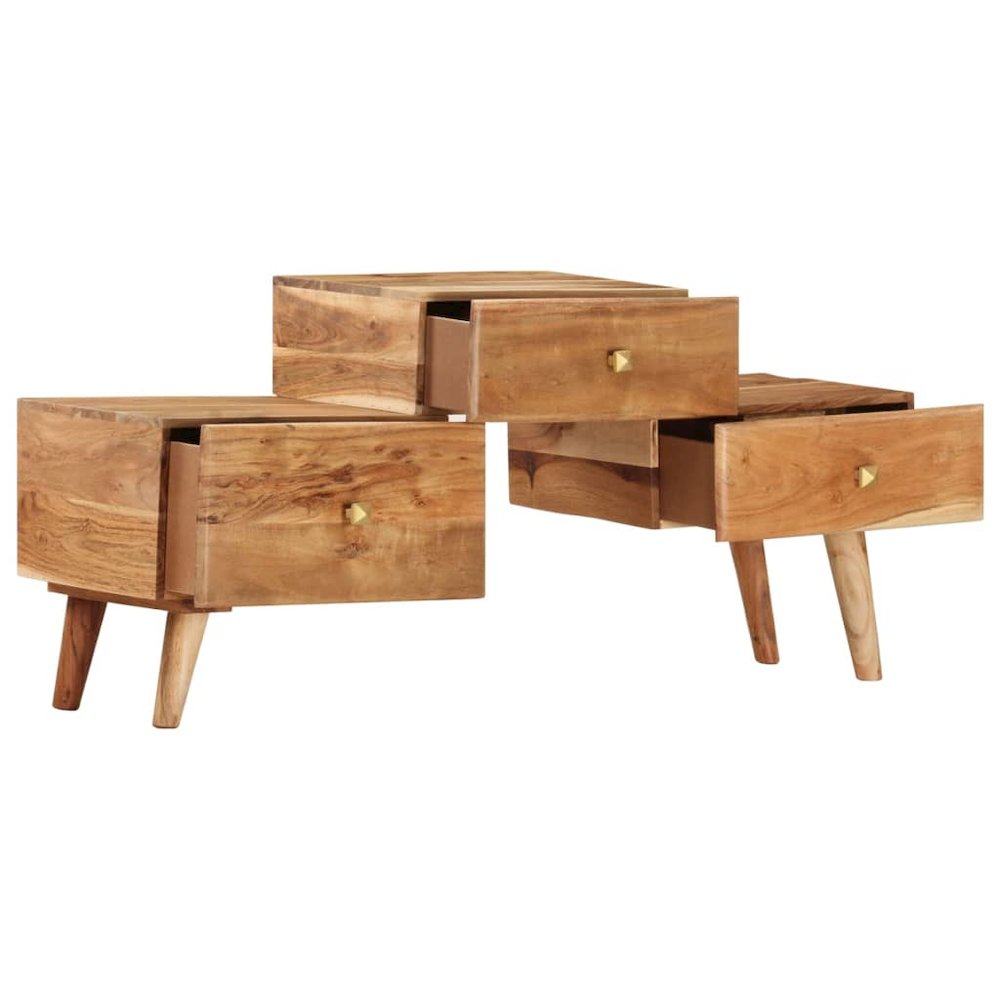 TV Stand Honey Solid acacia wood Medium TV Stand Rectangular. Picture 4