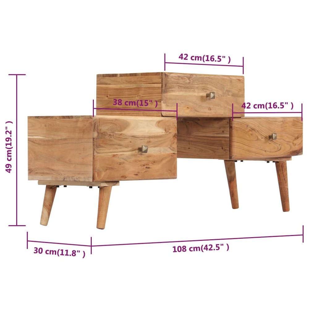 TV Stand Honey Solid acacia wood Medium TV Stand Rectangular. Picture 8