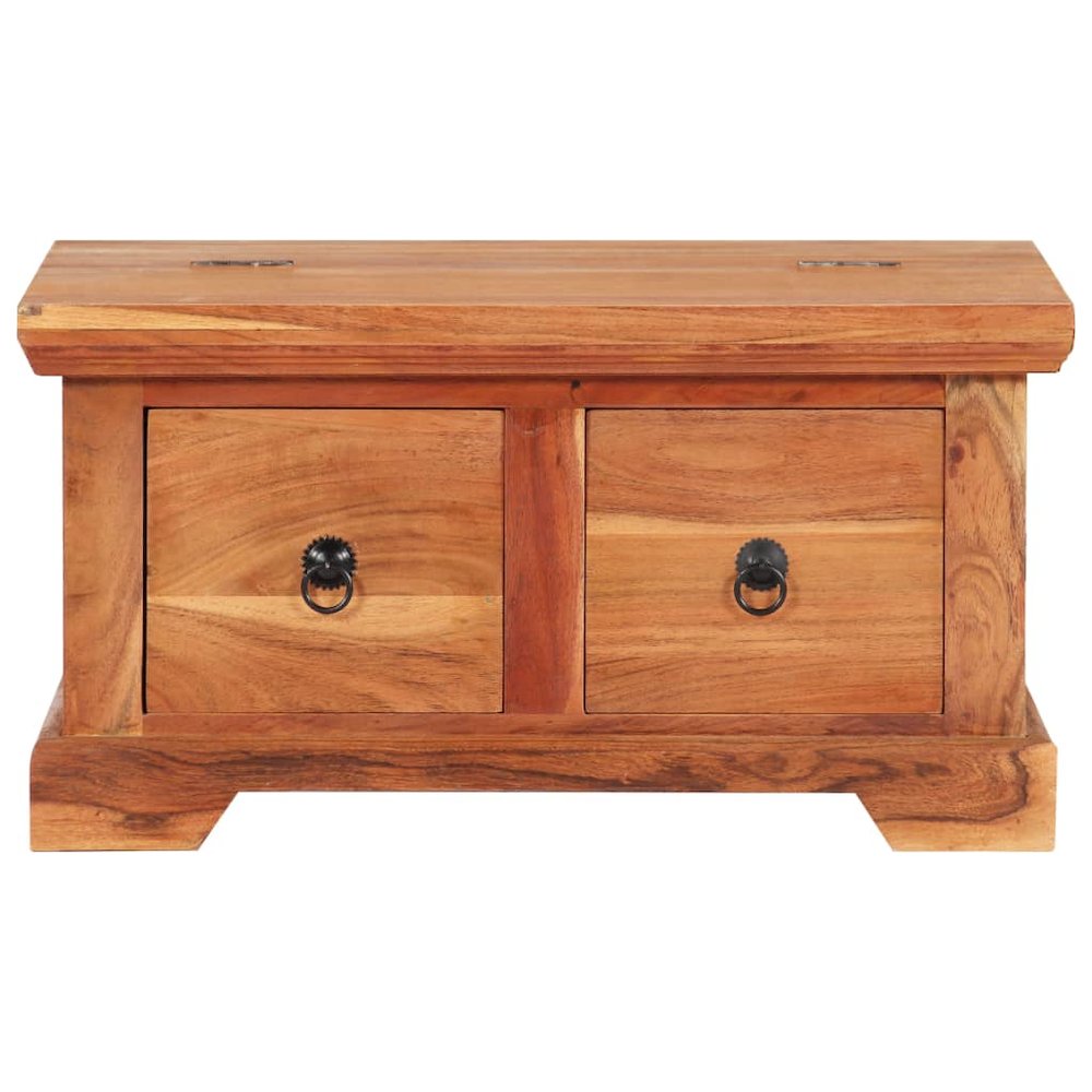 Coffee Table Brown Solid Acacia Wood 26.0 x 27.6 x 13.8 in. Picture 4