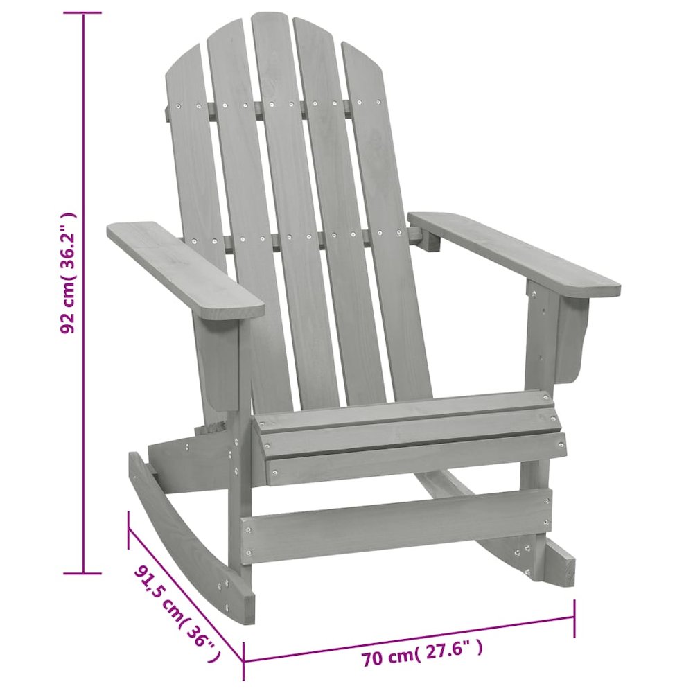 Garden Rocking Chair Grey Hardwood Standard Durable. Picture 6