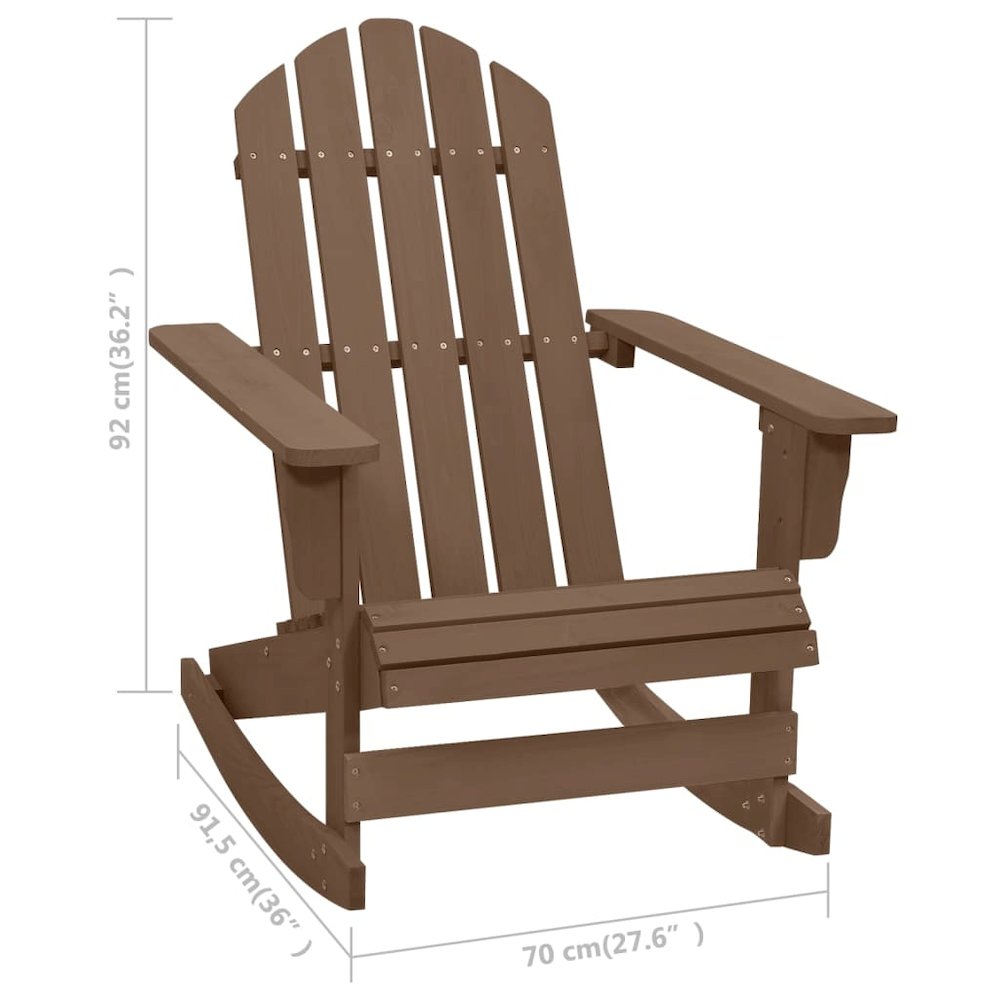 Garden Rocking Chair Natural Brown Hardwood, Pine Medium. Picture 6