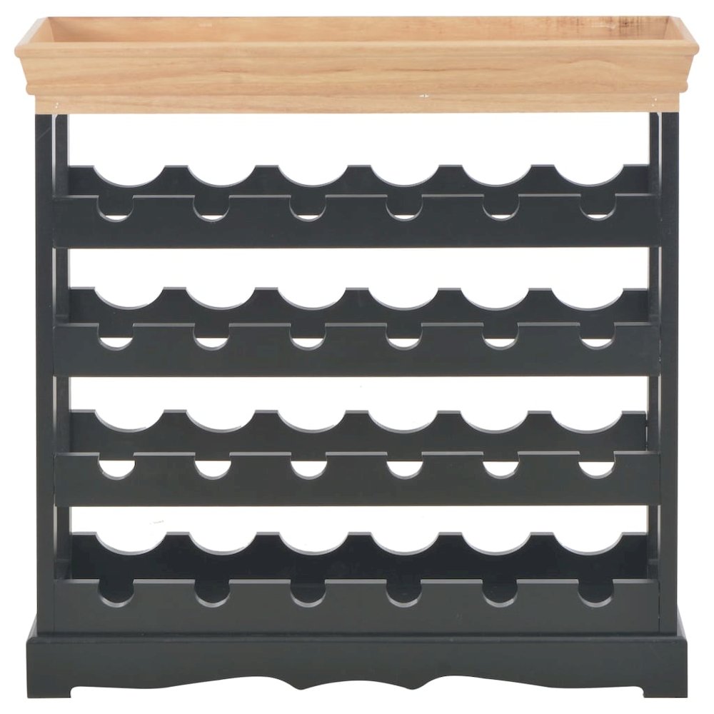 vidaXL Wine Cabinet Black 27.6"x8.9"x27.8" MDF, 280067. Picture 2