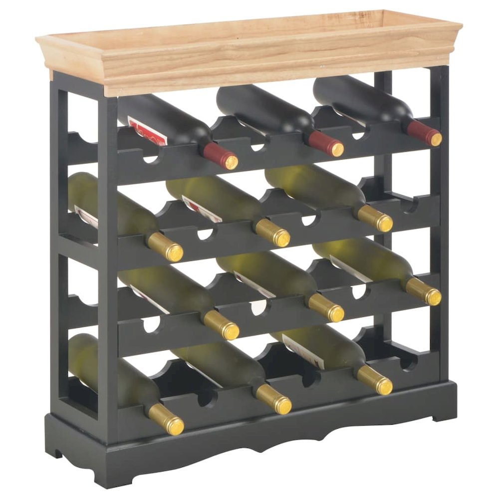 vidaXL Wine Cabinet Black 27.6"x8.9"x27.8" MDF, 280067. Picture 7