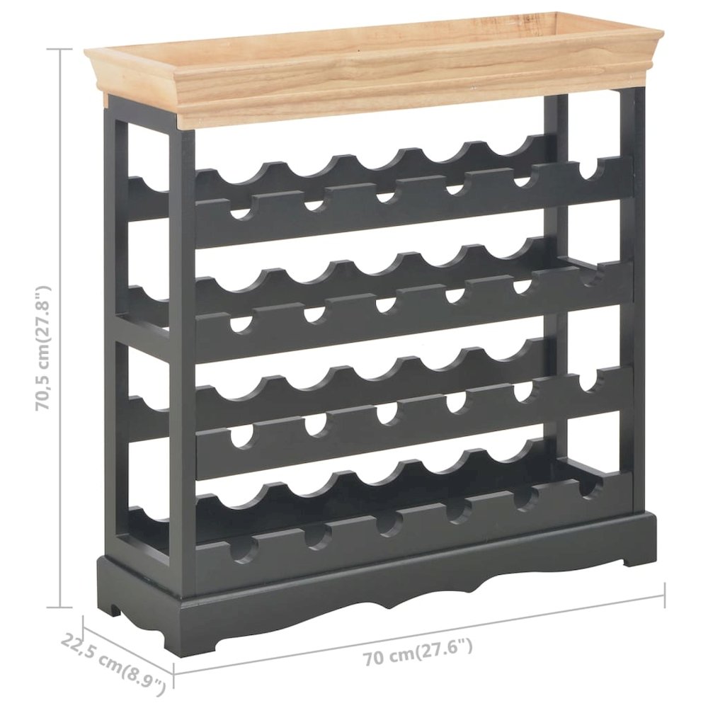 vidaXL Wine Cabinet Black 27.6"x8.9"x27.8" MDF, 280067. Picture 8