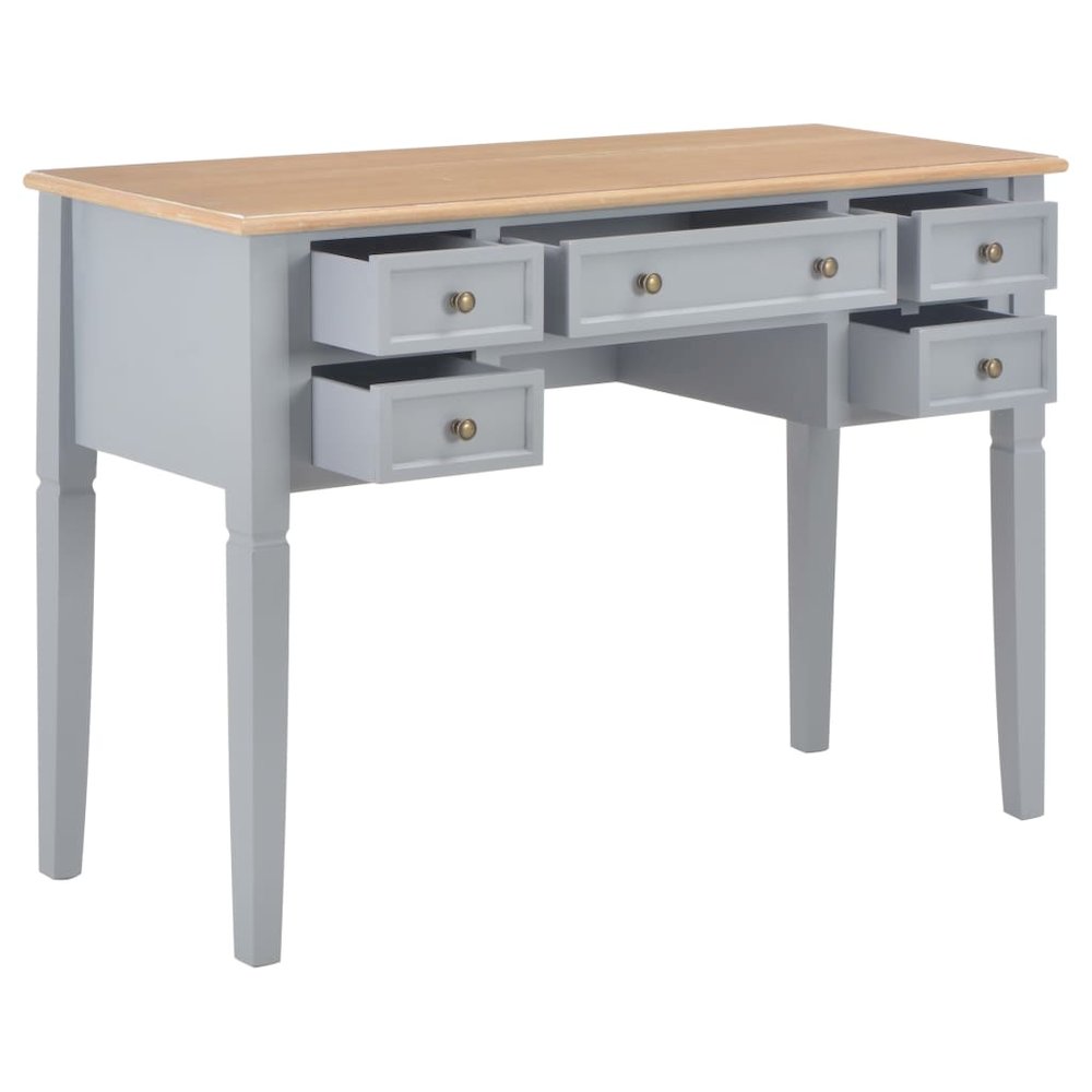 Writing Desk Gray MDF 43.1 in length, 17.7 in width, 30.5 in height. Picture 2