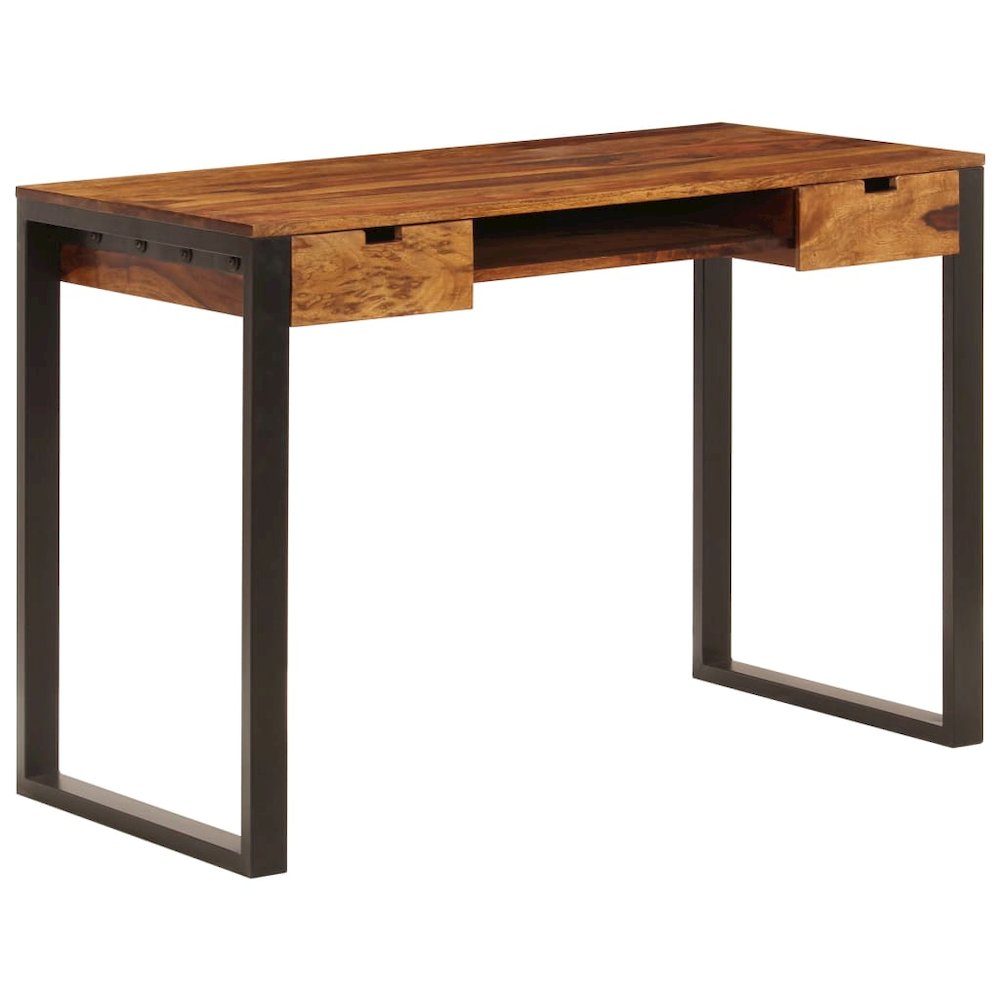 Desk Sheesham wood brown, black Sheesham wood and powder-coated steel. Picture 1