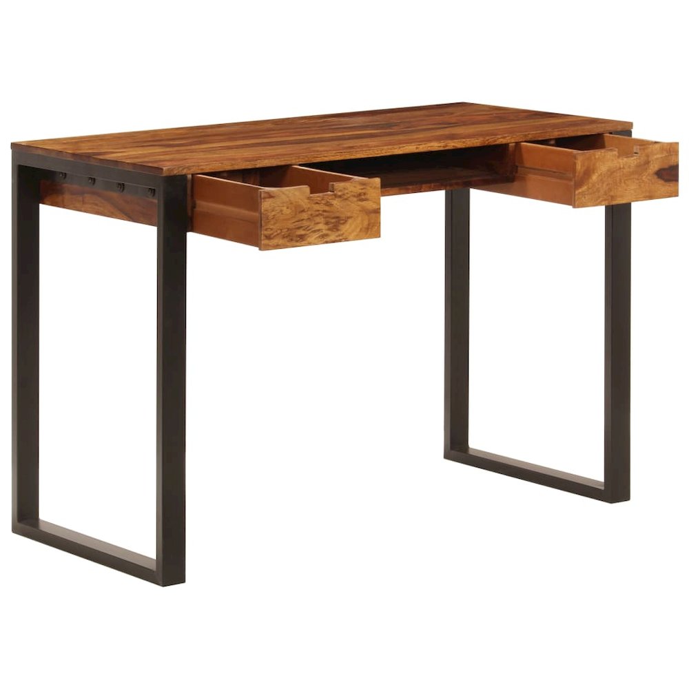 Desk Sheesham wood brown, black Sheesham wood and powder-coated steel. Picture 2