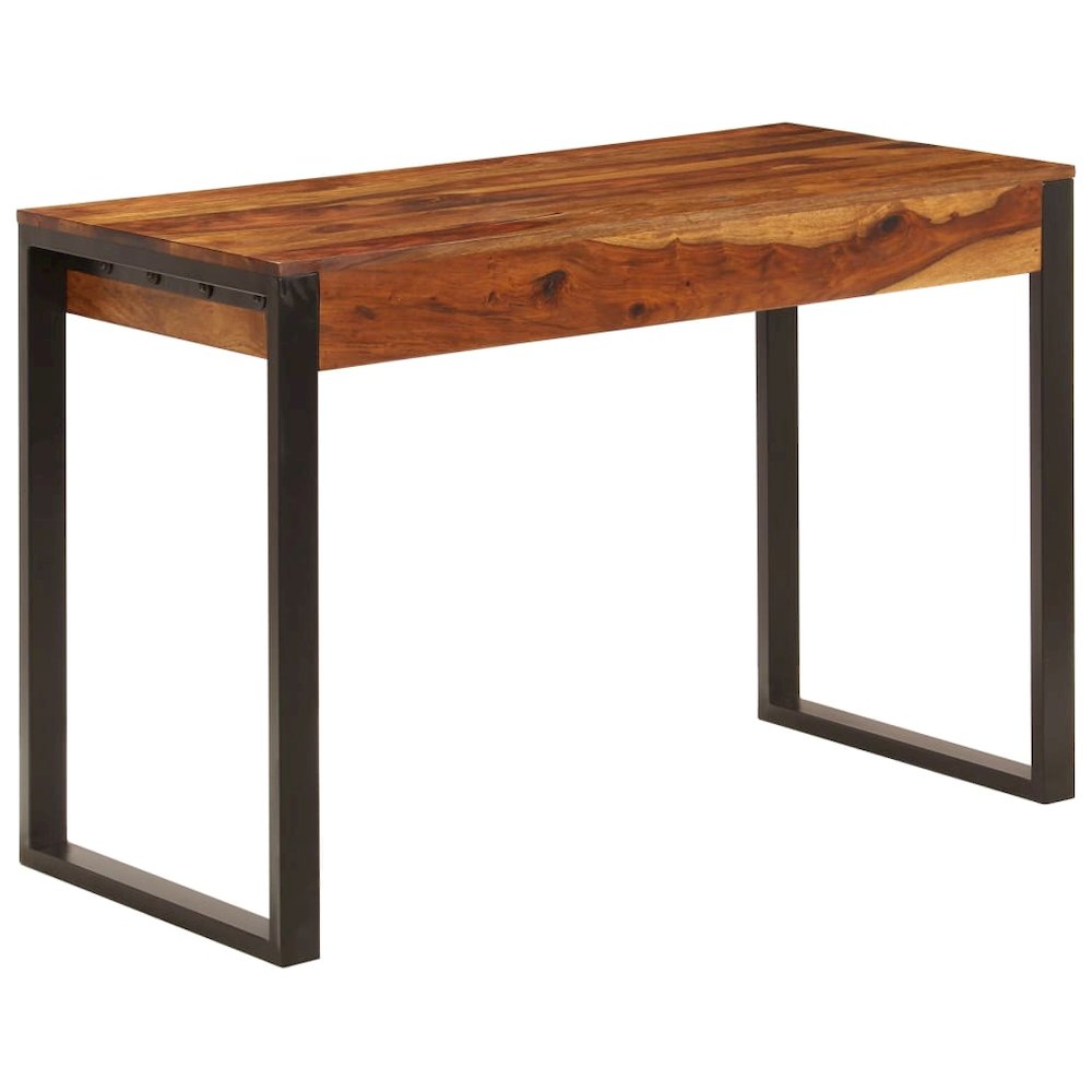 Desk Sheesham wood brown, black Sheesham wood and powder-coated steel. Picture 3